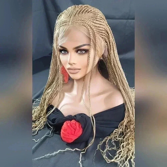 Braided Wig: African-Inspired,  feeding cornrows blond Human-Synthetic NWT - Picture 14 of 17